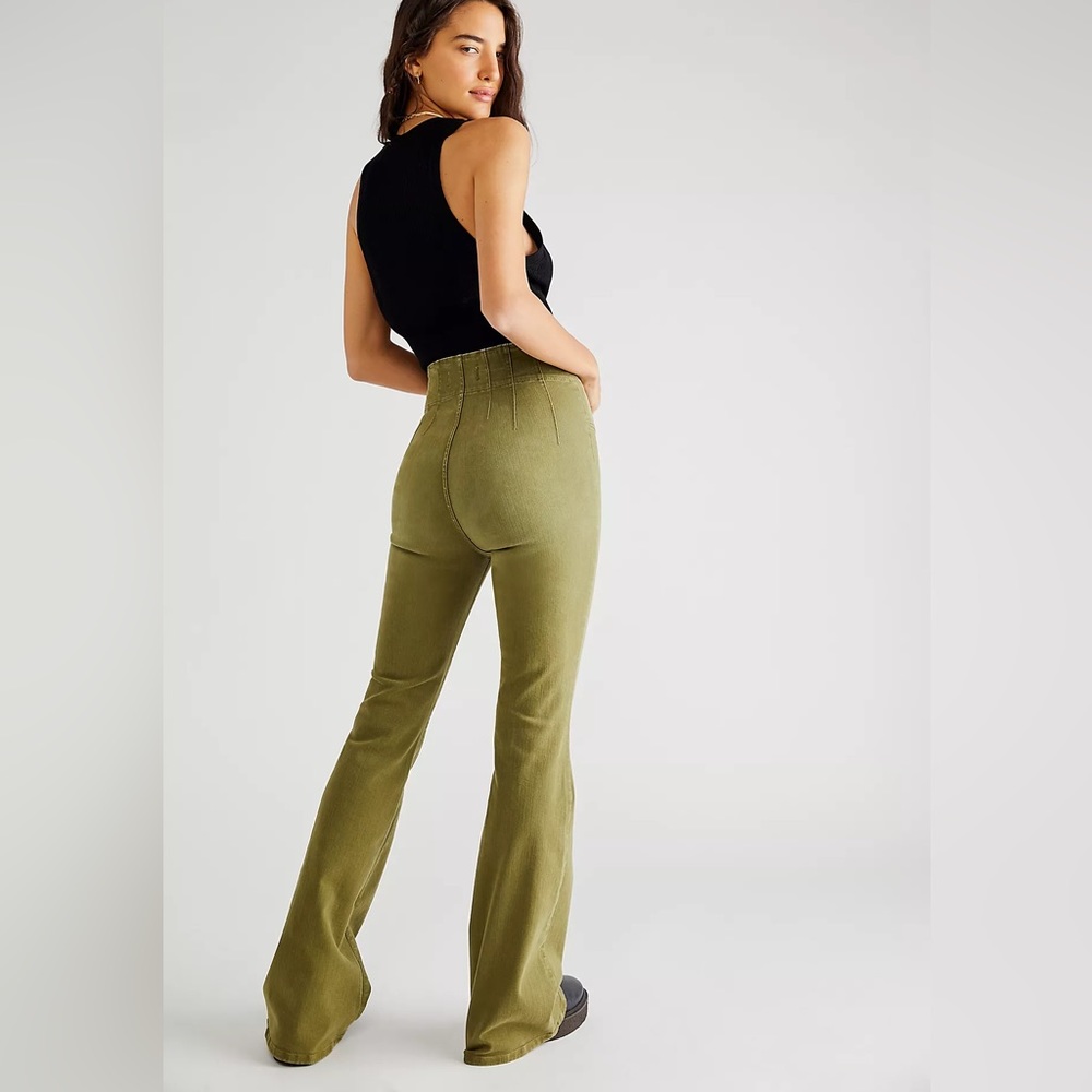 We the Free Jade Flare Jean in Olive Drab- sold out online